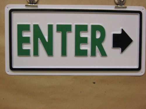 Enter arrow right service sign 3d embossed plastic 6x13 entrance, shop door for sale