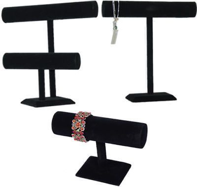 3pcs set black jewelry display t bar bracelet bangle chain necklace watch pj84b1 for sale