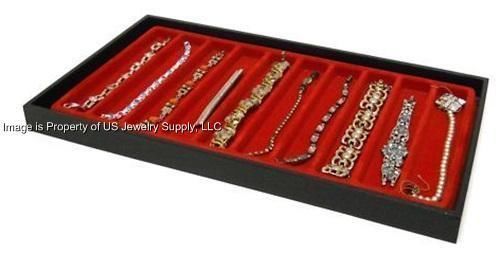2 Black Trays 10 Slot Red Jewelry Pen Pocket Knife Display