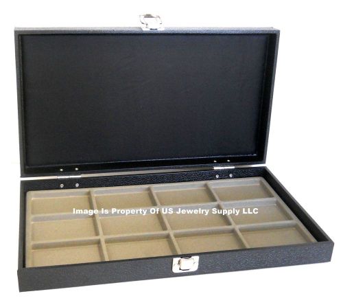 12 Solid Top Lid Grey 12 Space Collectors Jewelry Display Box Cases