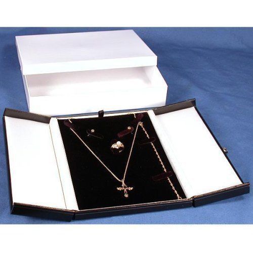 Black &amp; white earring ring necklace bracelet combo gift box display for sale
