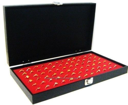 12 Wholesale Solid Top Lid Red 72 Ring Display Portable Storage Boxes Cases