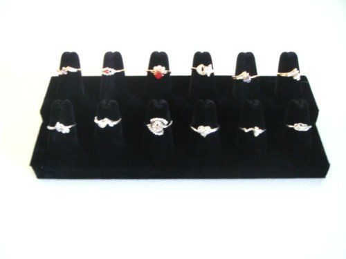 Black velvet 12 finger ring showcase counter top jewelry display for sale