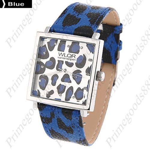 Square Panther Wrist Analog Lady Ladies Quartz Wristwatch Women&#039;s Blue