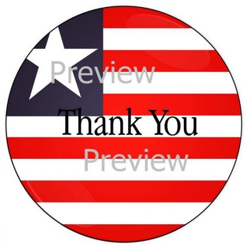RED WHITE &amp; BLUE STAR FLAG #25 THANK YOU STICKER LABELS