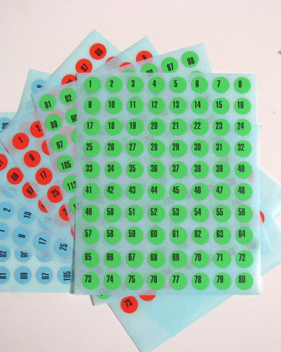 Numbers Round 1-160 in 3 Colors Self Adhesive Labels Stickers Circle 8mm