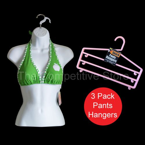 White female torso mannequin form for s-m sizes + 3 free 3 bar pants hangers for sale