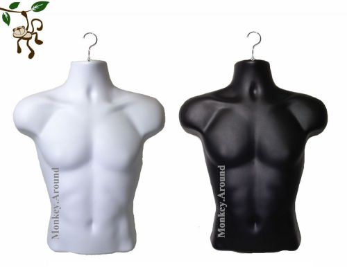 Set of 2 Male Mannequin Torso Body Dress Form Display Men Clothing Hanging NEW