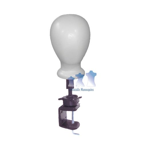 Blank white unisex head, styrofoam and professional display clamp for sale