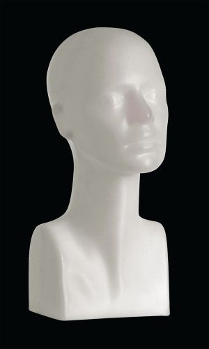 15&#034; TALL MANNEQUIN HEAD FEMALE DURABLE PLASTIC GREAT FOR MOLDING WHITE (50014)