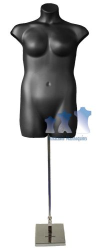 Female Plus Size Black and Tall Adjustable Mannequin Stand with 8&#034; Square Base