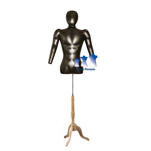 Inflatable Male Torso w/ Head &amp; Arms, Black and MS7N Stand