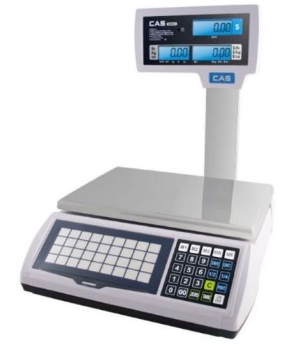 CAS S-2000 JR 60lb PRICE COMPUTING SCALE with POLE - LEGAL FOR TRADE LCD DISPLAY