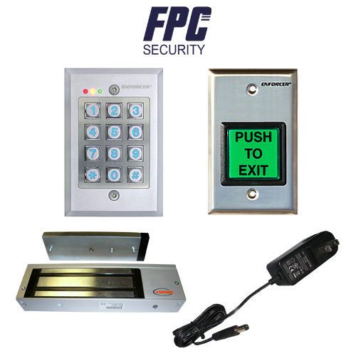 Fpc-5100 1 door access outswinging door 1200lbs electromagnetic lock keypad kit for sale