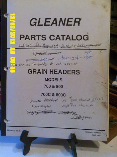 Allis Chalmers Gleaner 700 800 700C &amp; 800C Grain Headers Parts Catalog
