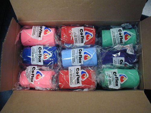 Co-Flex Bandages - Assorted Colors - 4 inch X 5 yards - Full Case of 18 Rolls