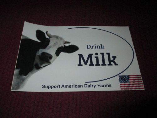 DAIRY THEMED STICKER &#034;DRINK MILK&#034;  WITH COW AND AMERICAN FLAG  agriculture