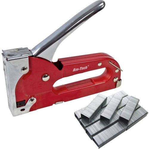 Red 6/6/8mm heavy duty metal staple gun tool tacker upholstery 500 staples free for sale
