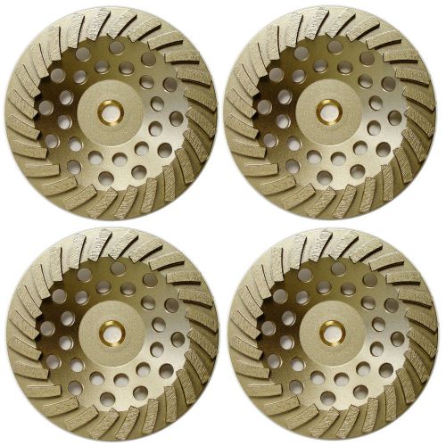 4pk 7” Standard Concrete Turbo Grinding Cup Wheel for Angle Grinder 24 Segs