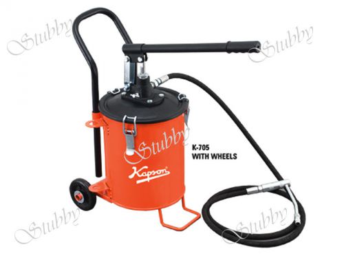 High pressure hand operated portable grease pump bucket greaser with wheels for sale