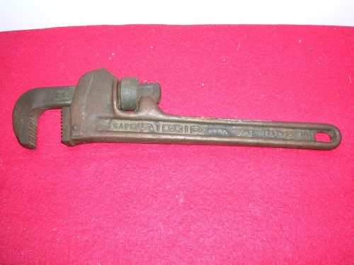 Vintage ridgid 10&#034; steel pipe wrench patent # 1727823 elyria ohio nice!! old for sale