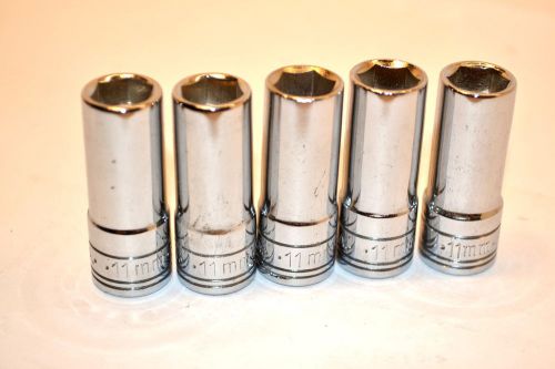 5 nos sk tool usa 3/8&#034; dr. 6 point 11mm deep metric sockets  k515 2a44 for sale