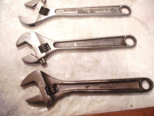 vig lot three  8&#034; adjustable wrenches. DIAMOND TOOL&amp;HORSEHOE CO.  HUSKY  WALDEN