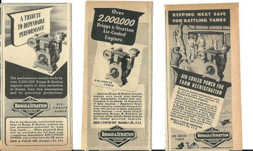 Two 1944 &amp; a 1945 Briggs &amp; Stratton Corp.Milwaukee,Wis.Gas Engines  ads