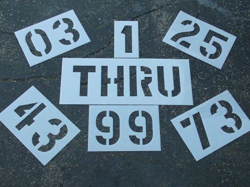 DOUBLES 2 DIGIT 4&#034; x 3&#034; NUMBERS 1/16&#034; Plastic Parking Lot Road Marking Stencils