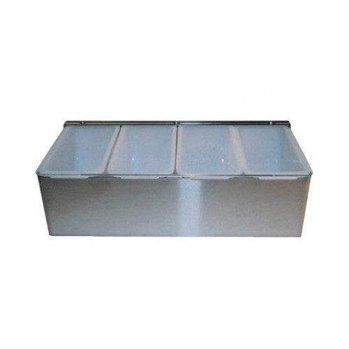 4 Compartment Condiment Pot Bar Dispenser Stainless Steel Self Server