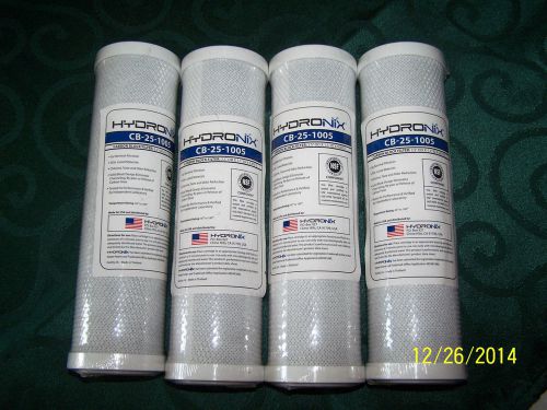 4 hydronix cb-25-1005 carbon block filters: 2.5&#034; od x 1.1&#034; x 9.875&#034;l usa made for sale