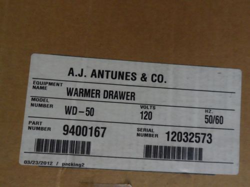 BRAND NEW AJ ANTUNES WARMER DRAWER WD-50/9400167 120V