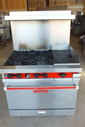 Vulcan 36&#034; four burner &amp; 12&#034; flat griddle range oven model 36sl-553 natural gas for sale