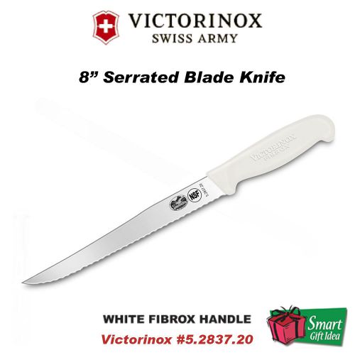 Victorinox Cutlery, 8&#034; Blade-Serrated, White Fibrox Handle #5.2837.20