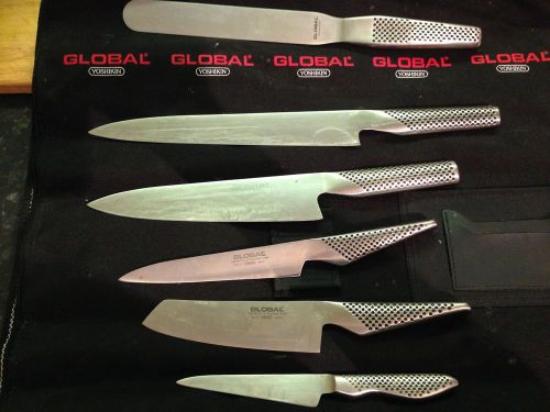 GLOBAL PROFESIONAL CHEF KNIVES 6 PEICE SET WITH CASE