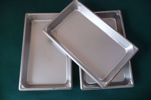 Full Hotel Pan 20.7/8 x 12.3/4 x 2&#034; Stainless Steel Lot of 3 Commercial BUY NEW!