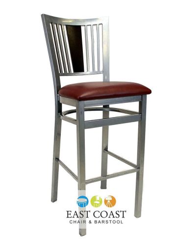 New steel city silver metal restaurant bar stool with wine vinyl seat for sale