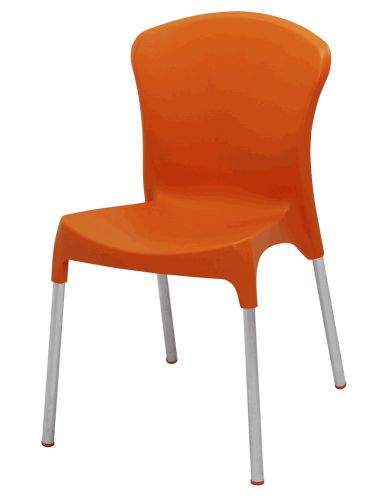 New Lola Commercial Stacking Aluminum / Resin Outdoor Dining Side Chair - Orange