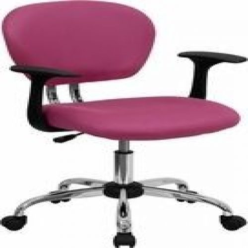 Flash Furniture H-2376-F-PINK-ARMS-GG Mid-Back Pink Mesh Task Chair with Arms