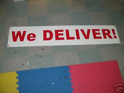 2 We DELIVER Banners Sign LOT Flag 4 Pizza Chinese Food Wings Flowers Furniture