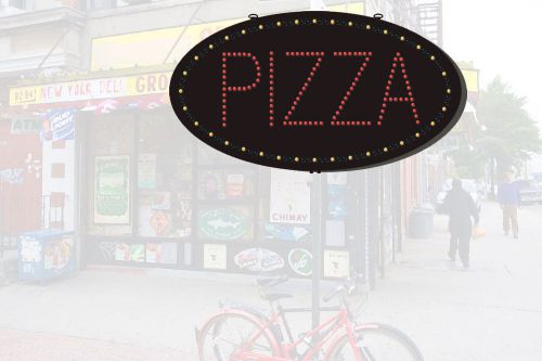 PIZZA LED sign brings customers to eat food restaurant, motion border, 27&#034; x 15&#034;