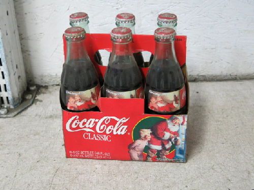 6 UNOPENED 1995 COCA-COLA CLASSIC CHRISTMAS COLLECTORS BOTTLES, 8 OZ