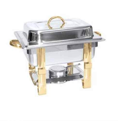 CHAFER 4 QUART GOLD ACCENTED STAINLESS STEEL CHAFER BANQUET BUFFET SLRCF0834GHZ