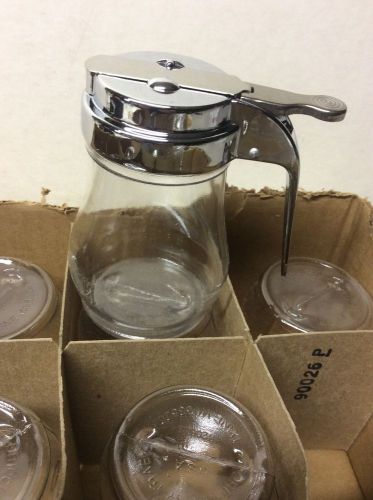 Lot of 12 New Vollrath 206 Plastic Clear 6 Oz. Syrup Server with Chrome Top (W20