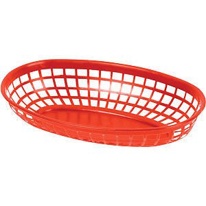 72 RESTAURANT OVAL FOOD BASKETS-RED / LOT OF 72   9 3/8