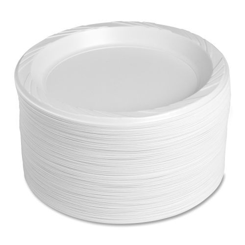 GJO10329 9&#034; Plastic Round Plates, Reusable/Disposable, 125/PK, White