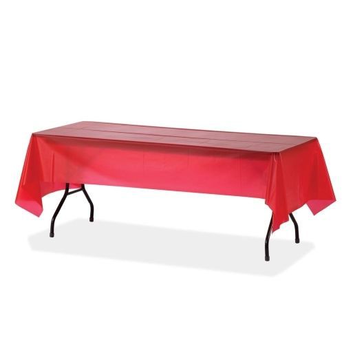 Genuine Joe Rectangular Table Cover - 108&#034; x 54&#034; - 6/Pack - Plastic - Red