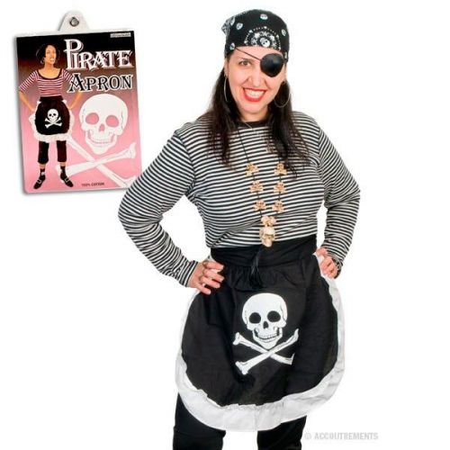 Women&#039;s Pirate Half Apron Ruffled Cooking Skull &amp; Crossbones Cotton Costume Gag