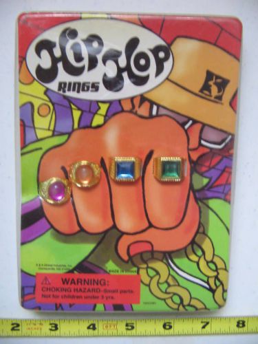Hip Hop Rings Set of 4 Bling Rings Bulk Vending Toy Display Rare Toys Jewelery
