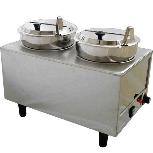 Dual-well countertop food warmer, commercial soup chili &amp; chese condiment server for sale
